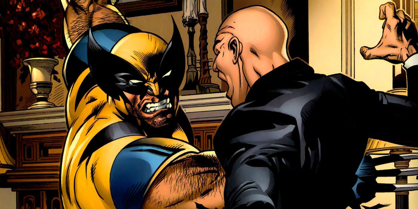 Wolverine stabs Professor X Charles Xavier