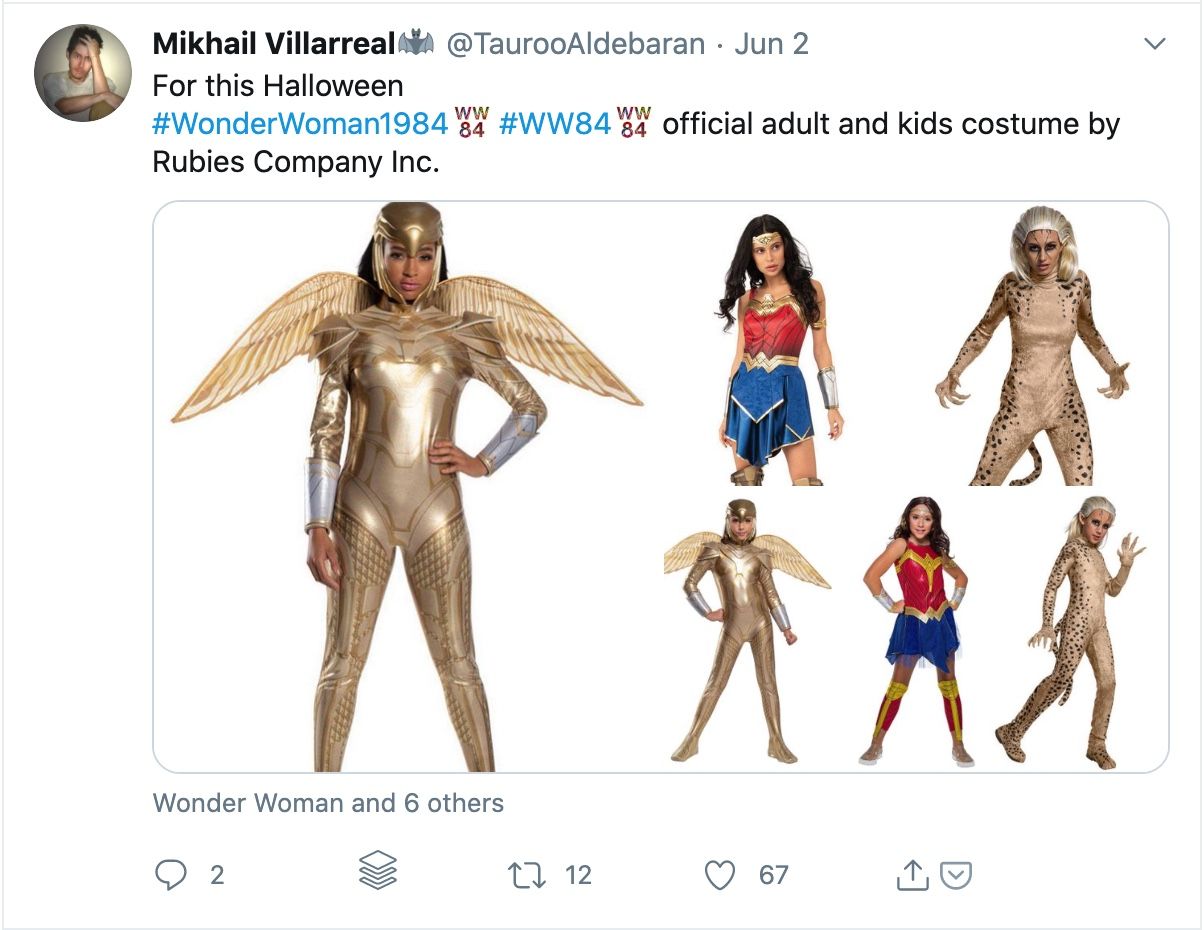 Wonder Woman 1984 Halloween costumes tweet