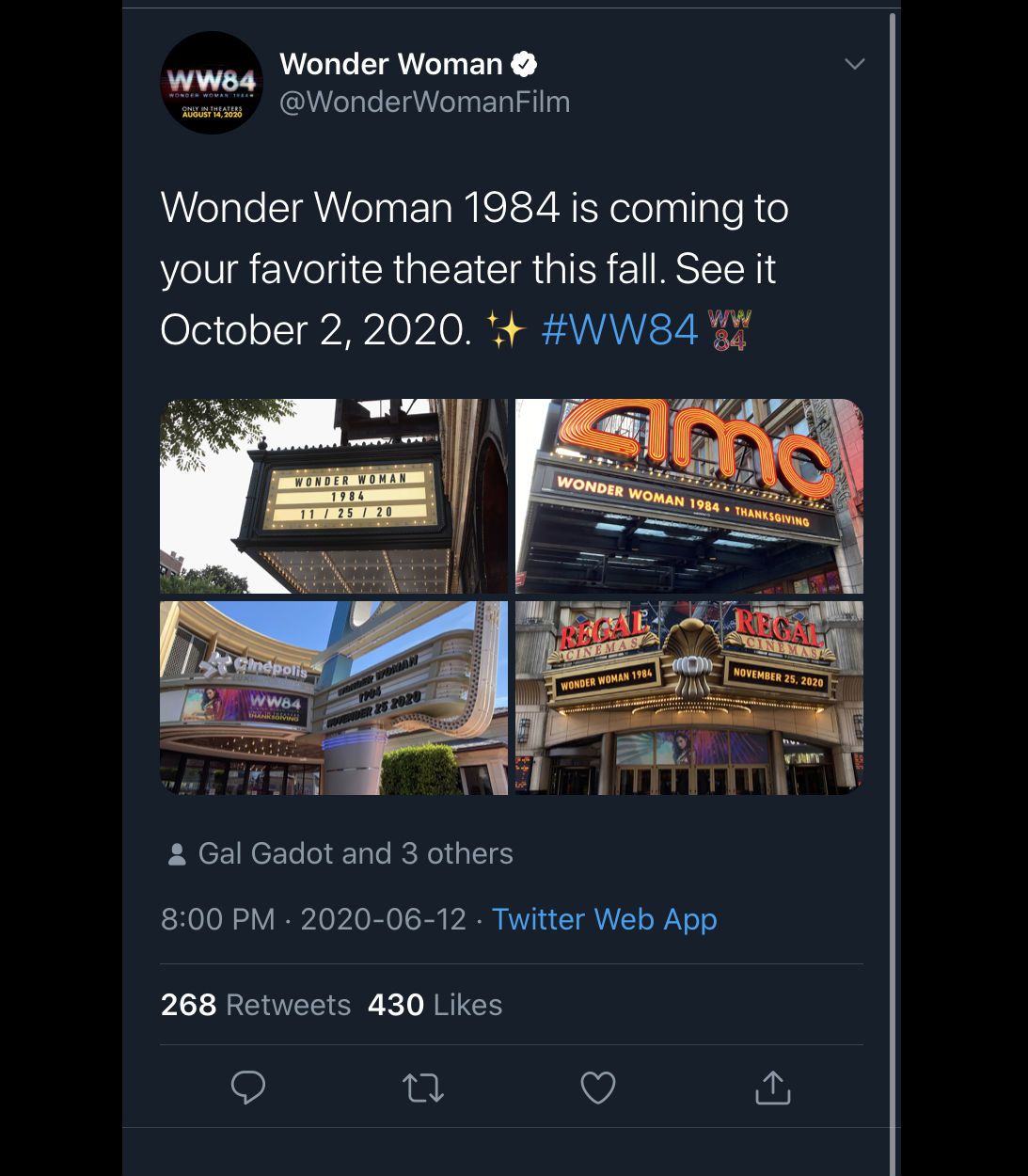 Wonder Woman 1984 Release Delay
