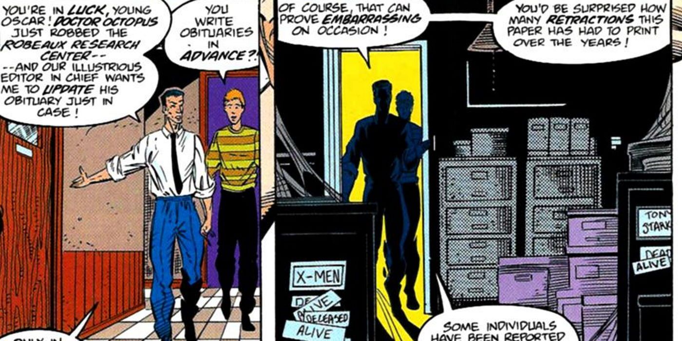 X-Men Death Daily Bugle obituaries