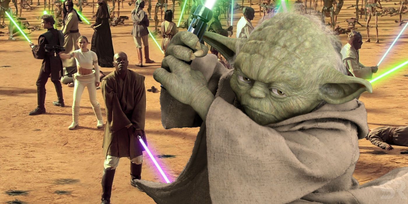 Yoda and Jedi on Geonosis