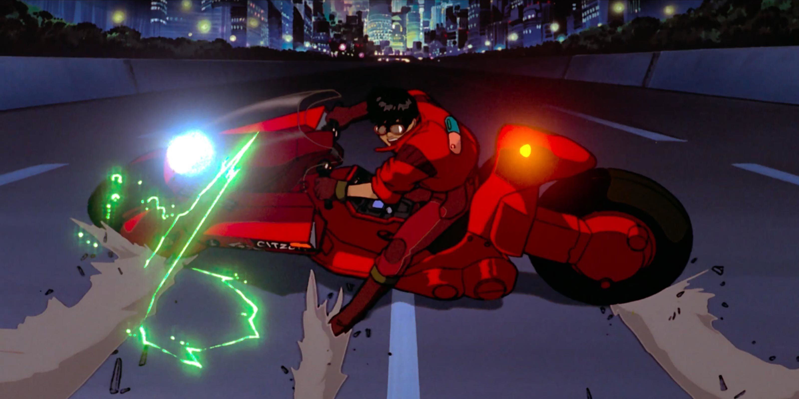 Kaneda drifting his bike in the Akira Slide moment of Akira