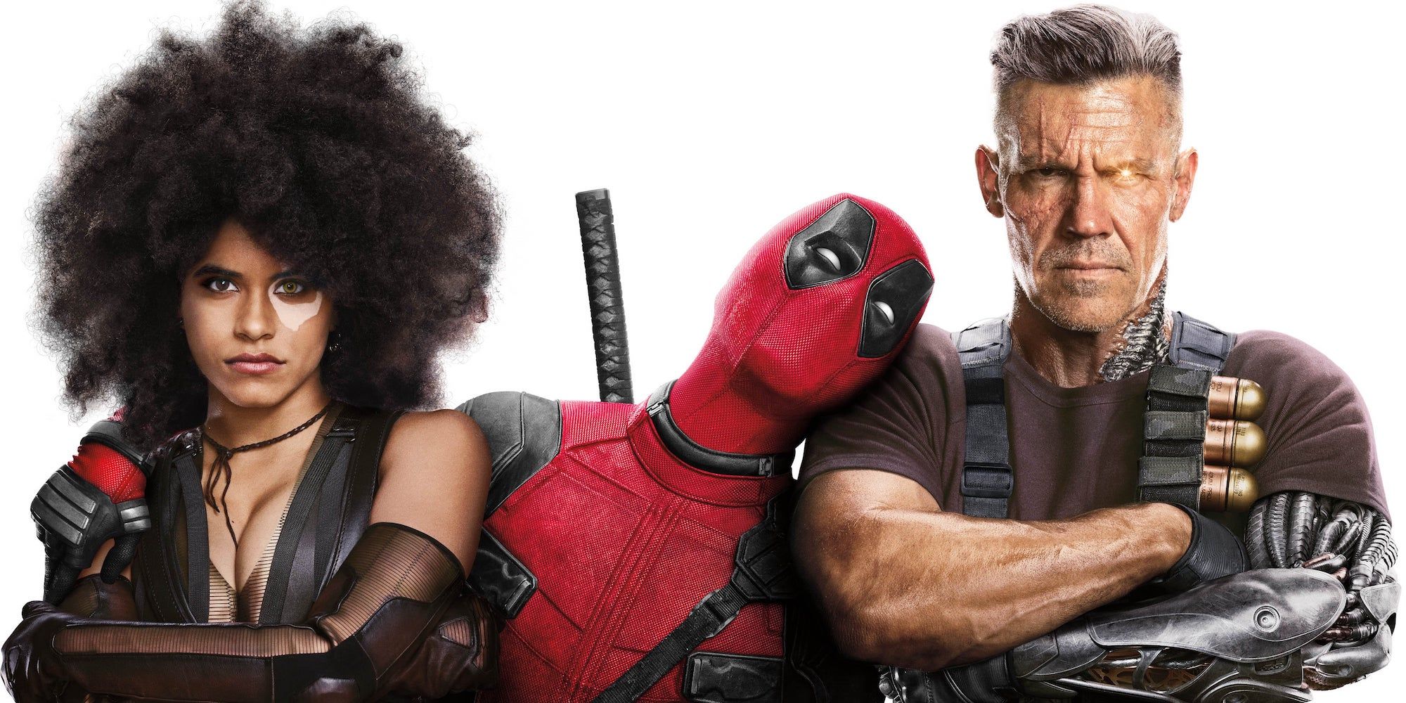 Deadpool with Domino and Cable in Deadpool 2