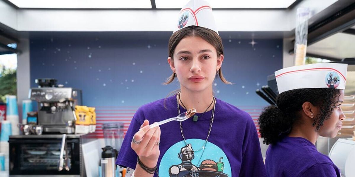 Erin holds a spoon in Space Force