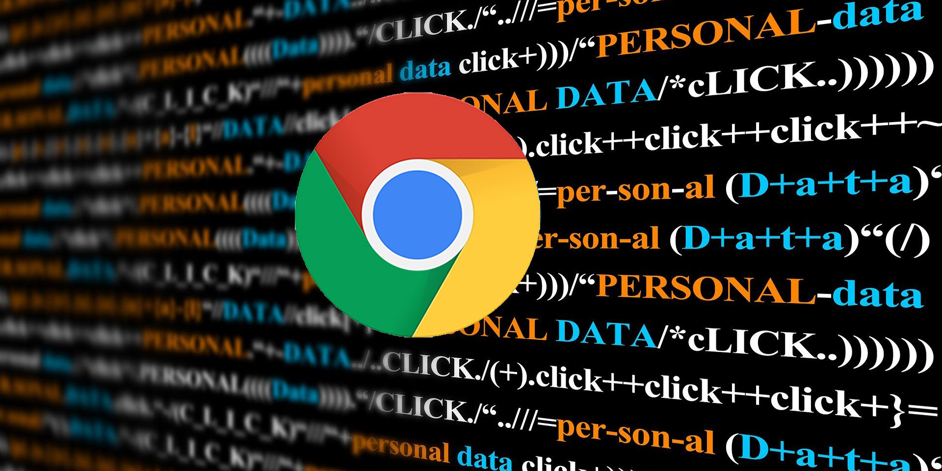 Google Chrome logo on a code background