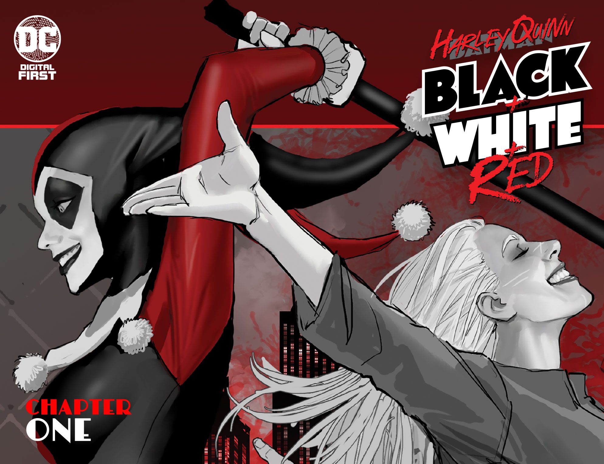 harley quinn black white red preview 1