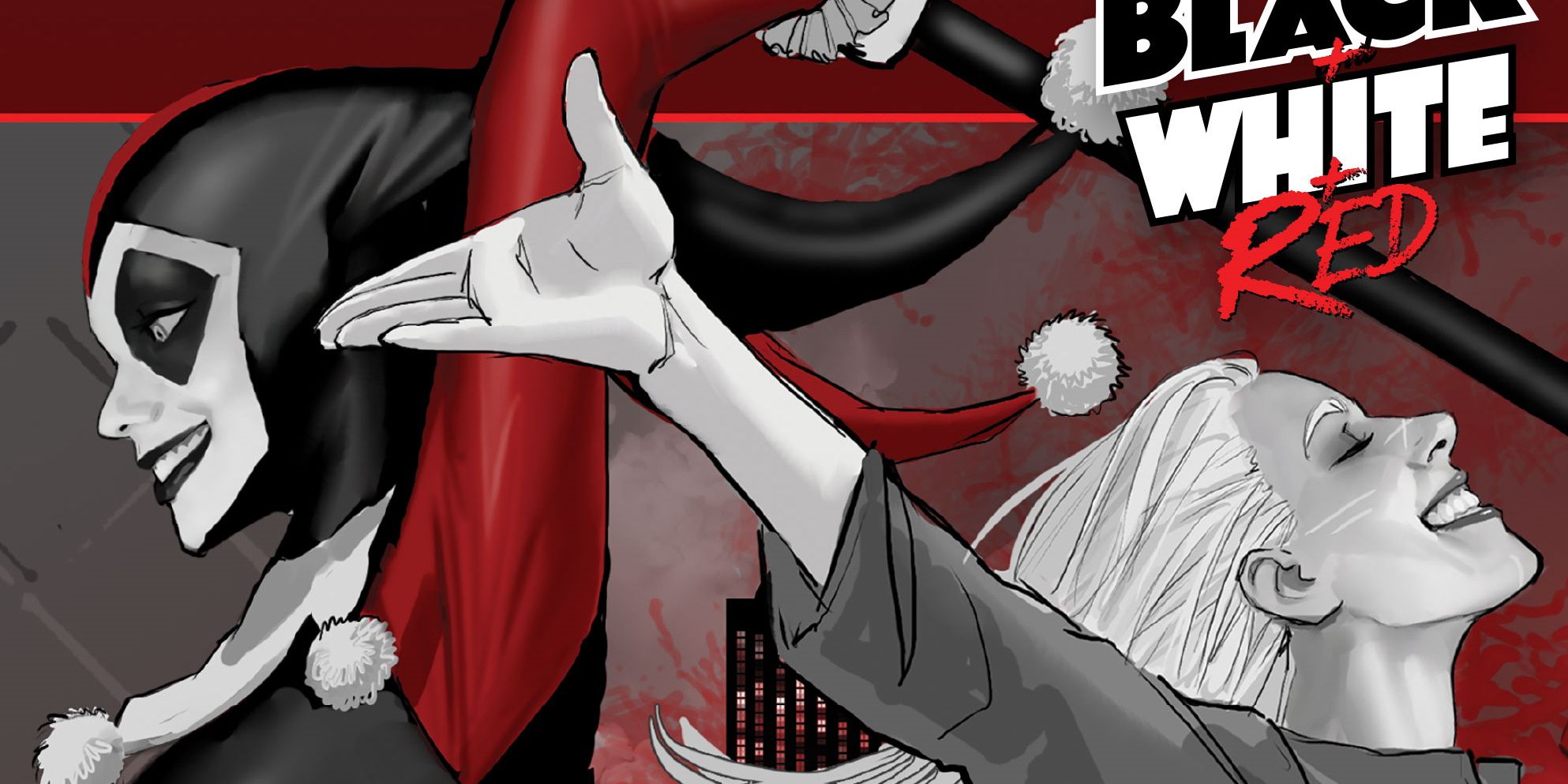 harley quinn black white red preview featured
