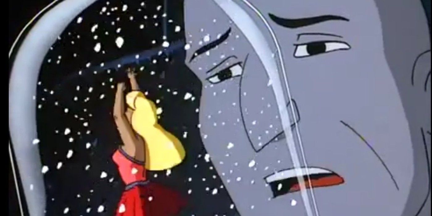 Freeze looks at a snow globe in Batman: The Animated Series