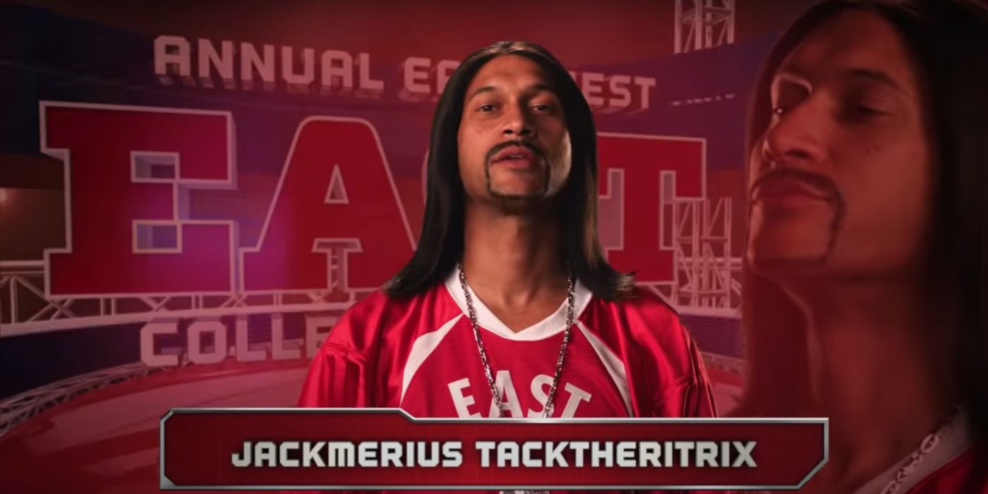 Key dressed as fake football player Jackmerius Tacktherittix