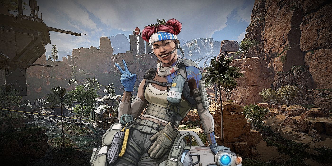 Lifeline character in Apex Legends standing in the King&rsquo;s Canyon map.
