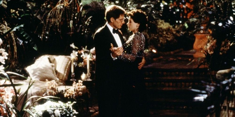 Harrison Ford and Julia Ormond embrace in Sabrina