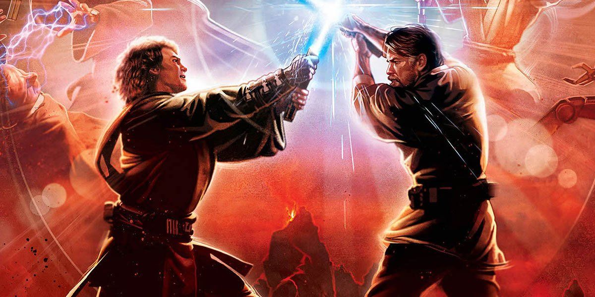 Anakin and Obi Wan fight in Revenge of the SIth