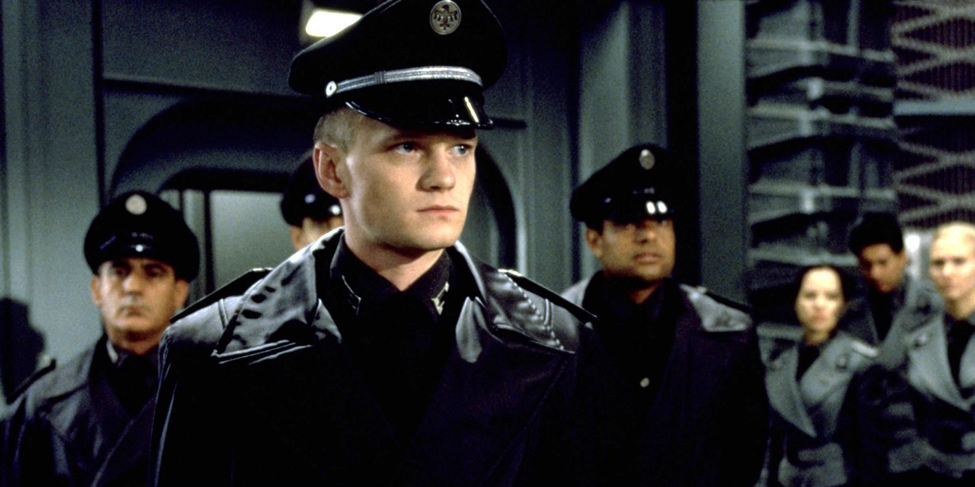 Neil Patrick Harris in a black uniform in Starship Troopers