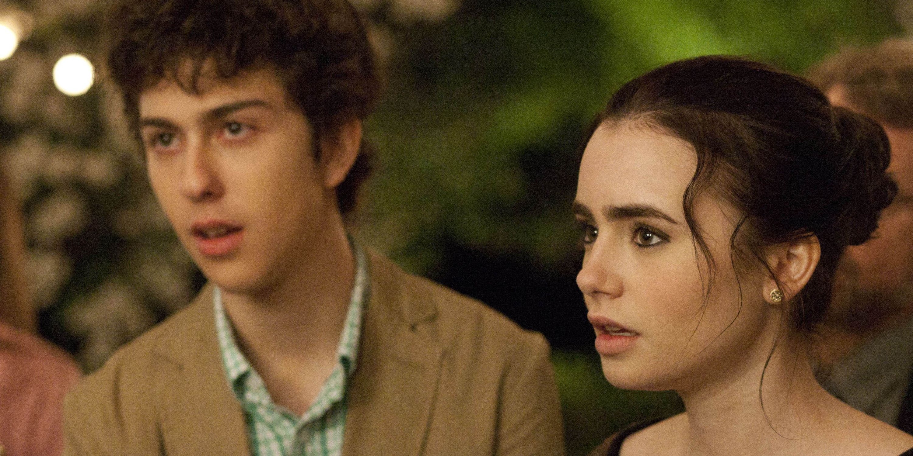 Rusty and Sam look alarmed at a party in Stuck in Love.
