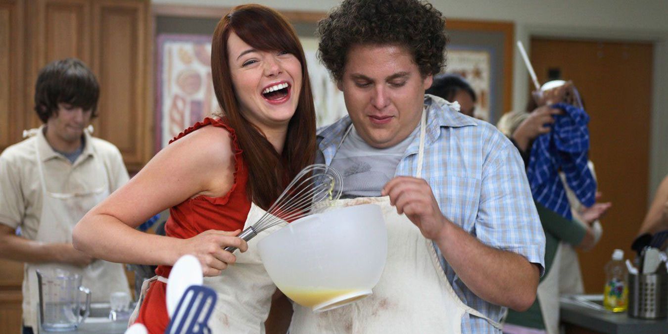 Jonah Hill and Emma Stone in Superbad