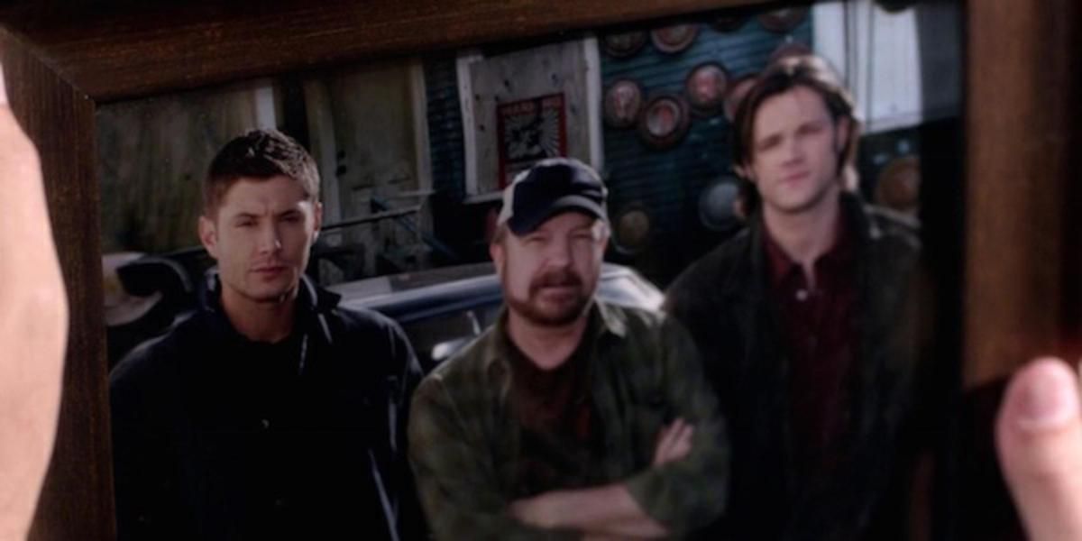 Photo of Sam, Dean, and Bobby in Bobbys house in Supernatural