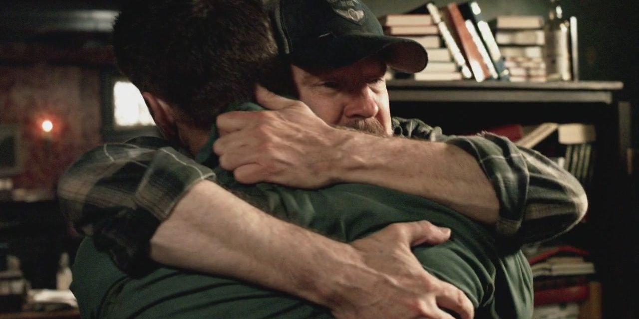 Bobby hugging in Supernatural