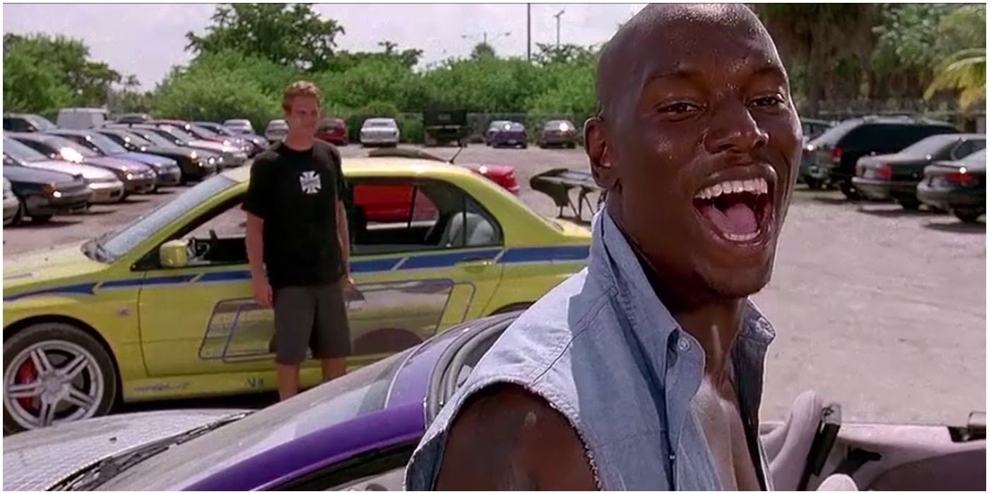 Roman smiles after winning a race in 2 Fast 2 Furious