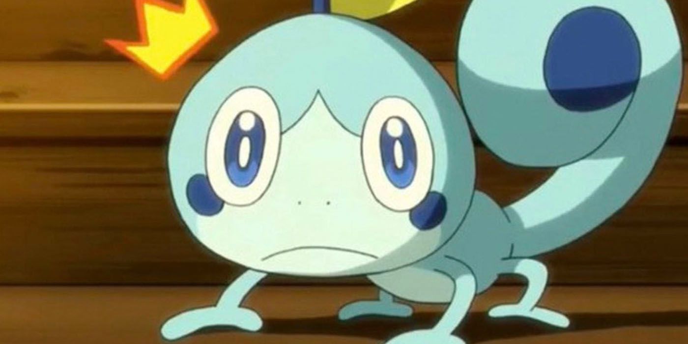 Anxious Sobble being surprised in the Pokémon anime