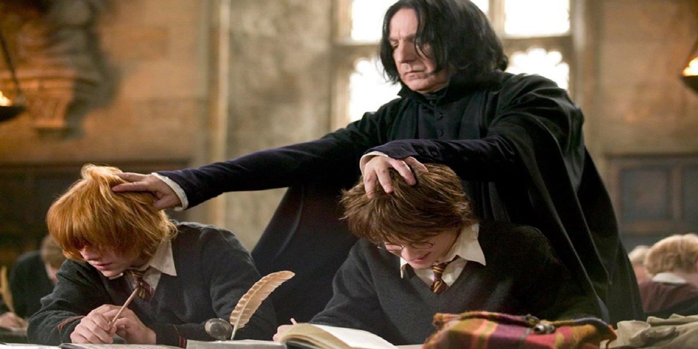 Harry, Rony e o Professor Snape em Harry Potter. 