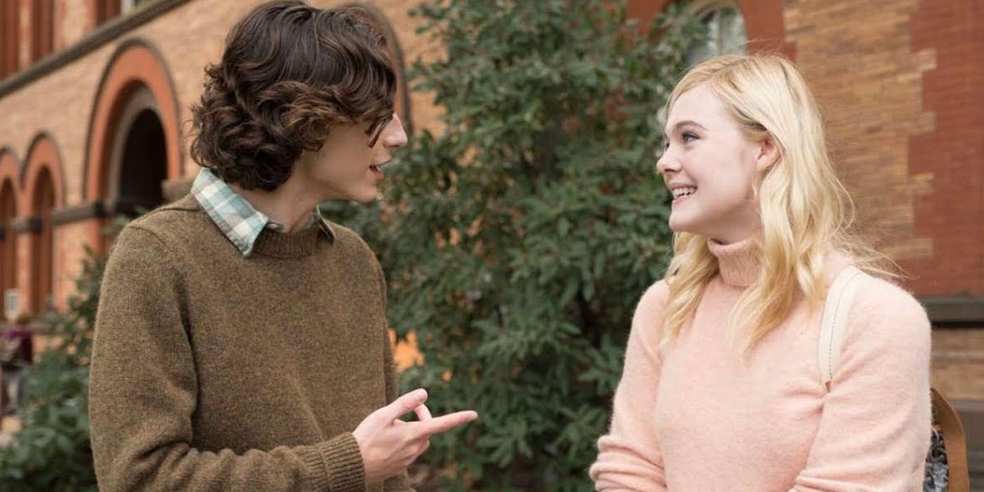 Timothee Chalamet and Elle Fanning in A Rainy Day In New York