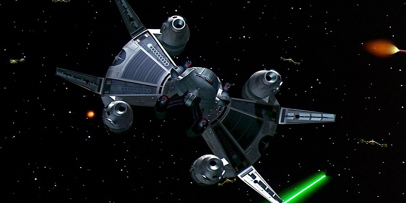 The Gunstar engaged in a space battle in The Last Starfighter