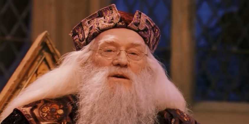 Richard Harris as Dumbledore talking in Harry Potter and The Sorcerer's Stone