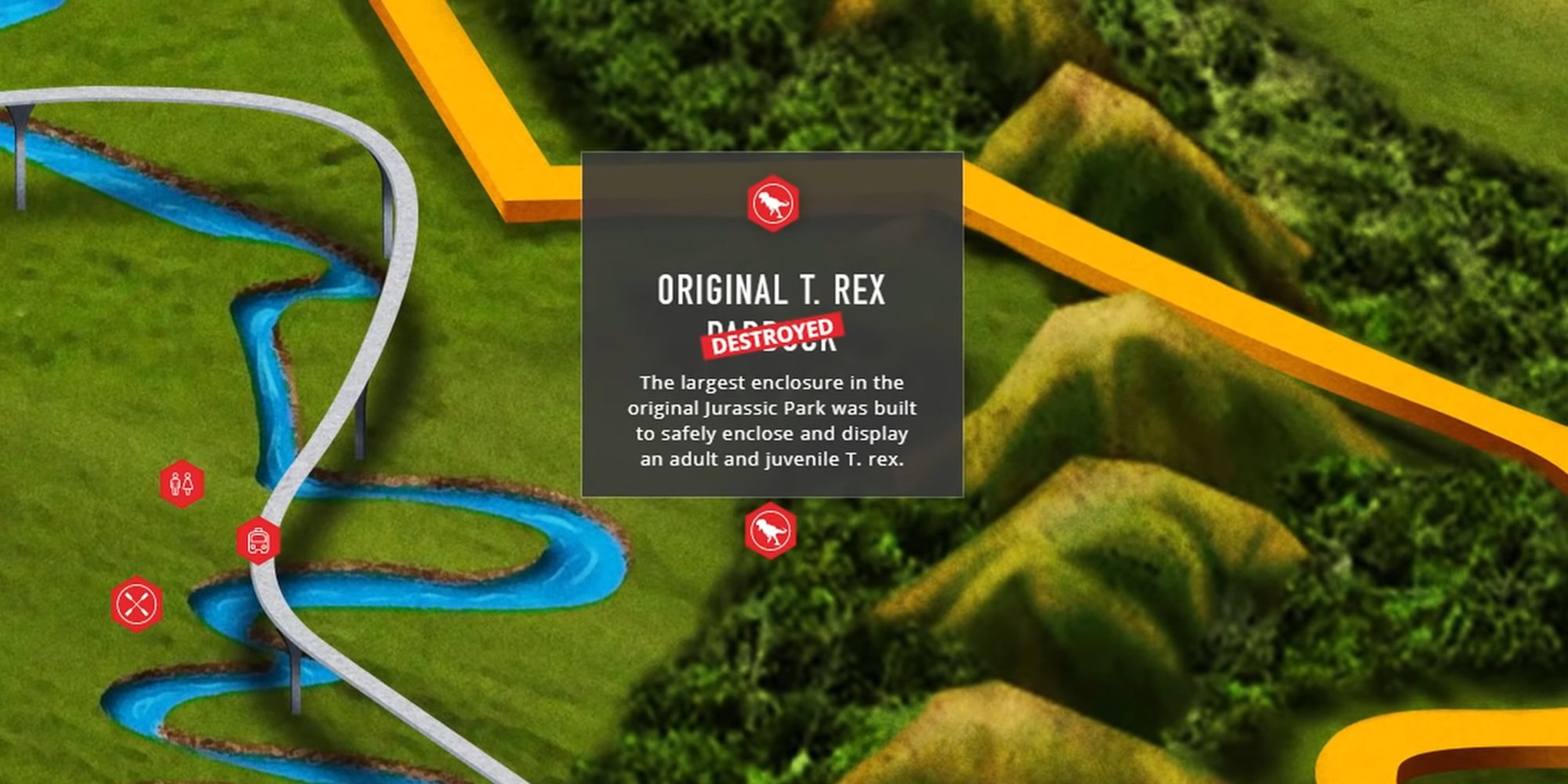 A summary of the original T-Rex paddock on the Jurassic World website