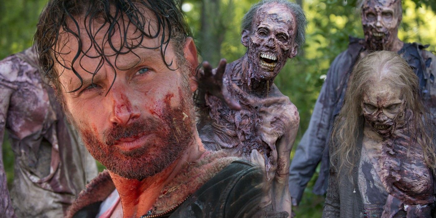 Andrew Lincoln as Rick Grimes in Walking Dead zombies
