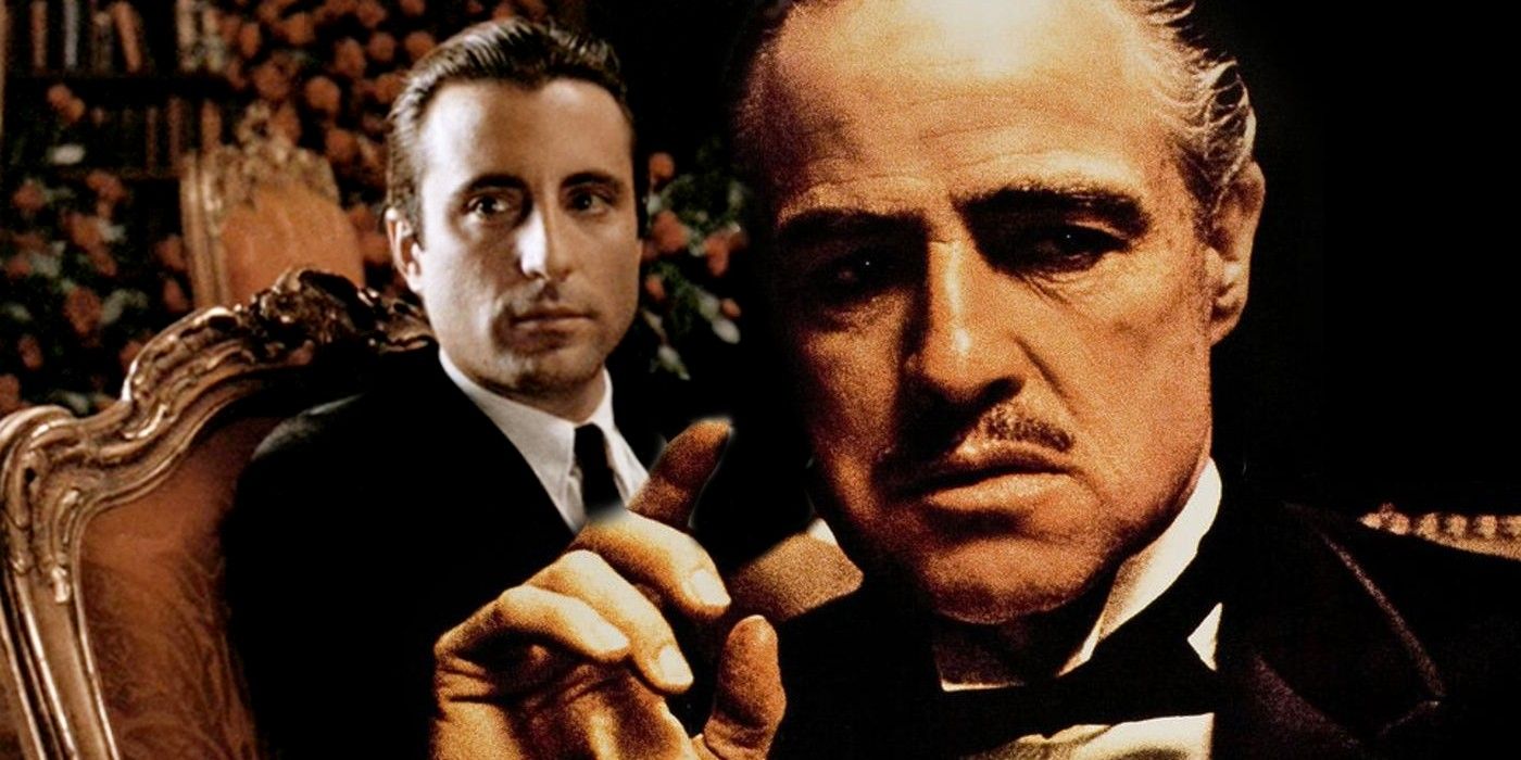 Andy Garcia as Vincent in The Godfather Part 3 and Marlon Brando as Vito Corleone