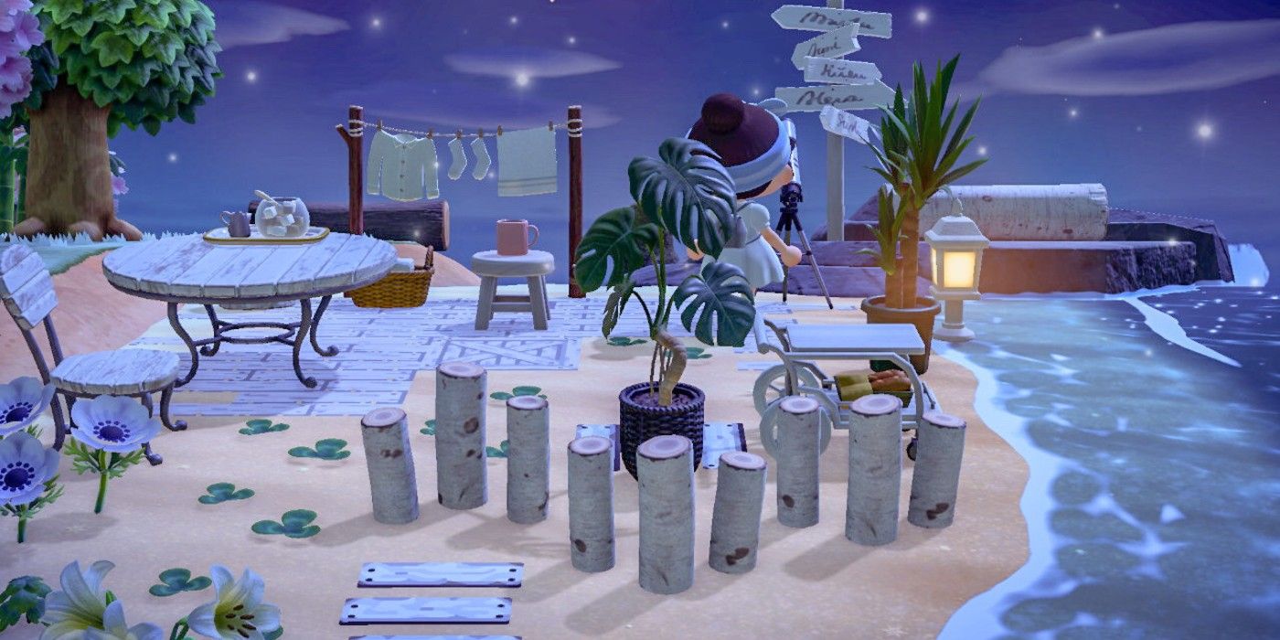 Stargazing on the beach in Animal Crossing: New Horizons