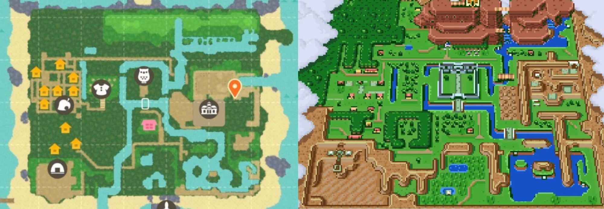 A player recreated the map from The Legend of Zelda in Animal Crossing: New Horizons