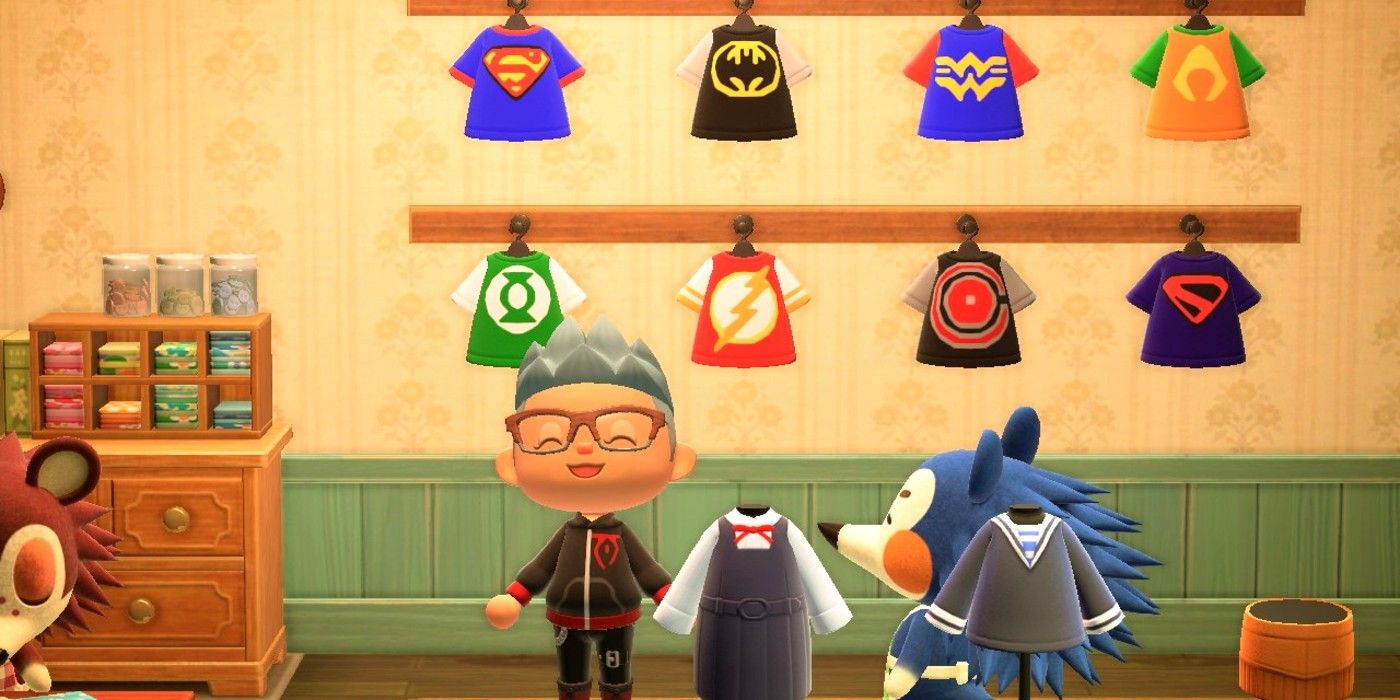 A player designs custom superhero outfits for Animal Crossing: New Horizons