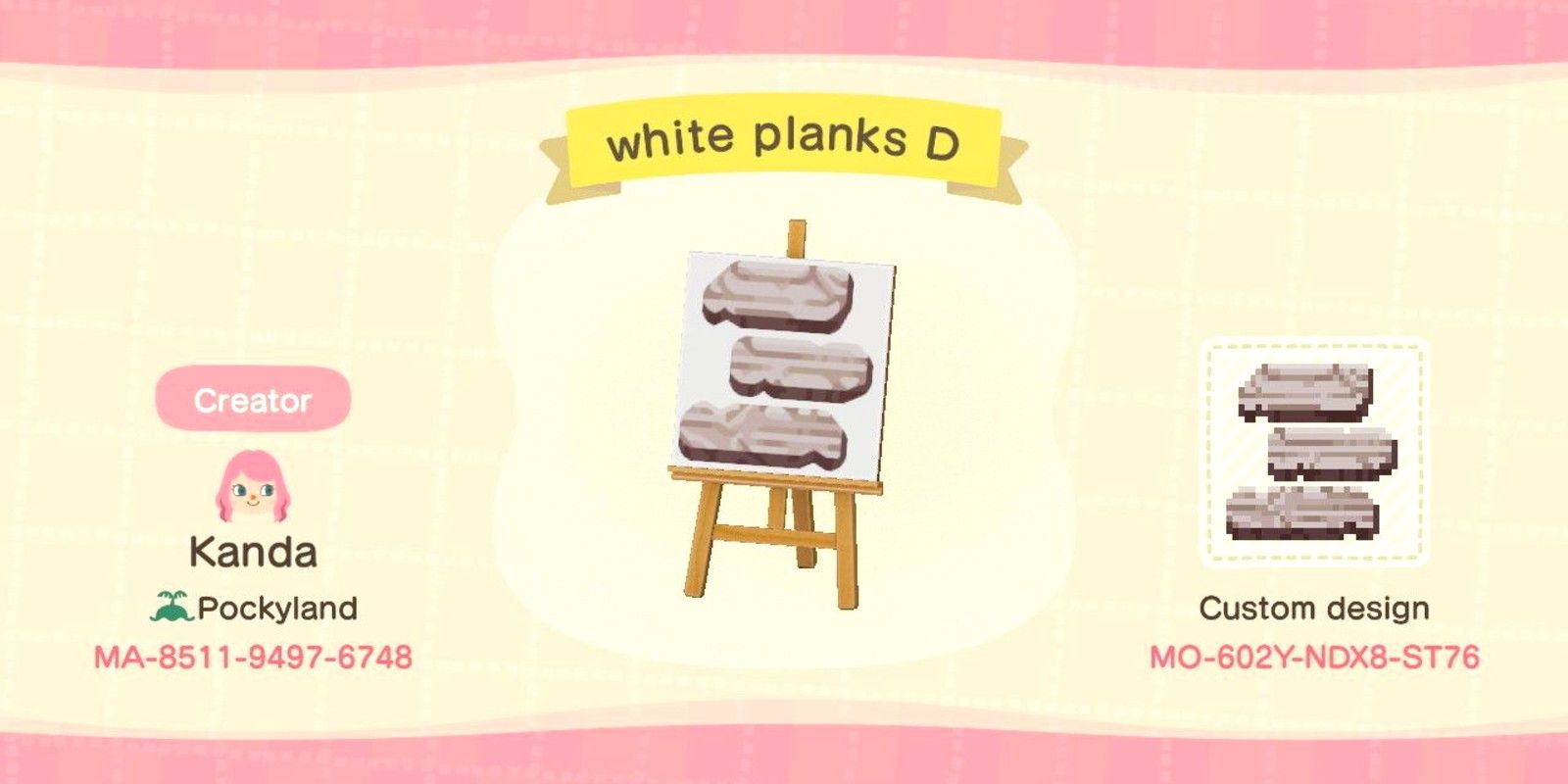 Custom outdoor wood plank floor pattern in Animal Crossing: New Horizons