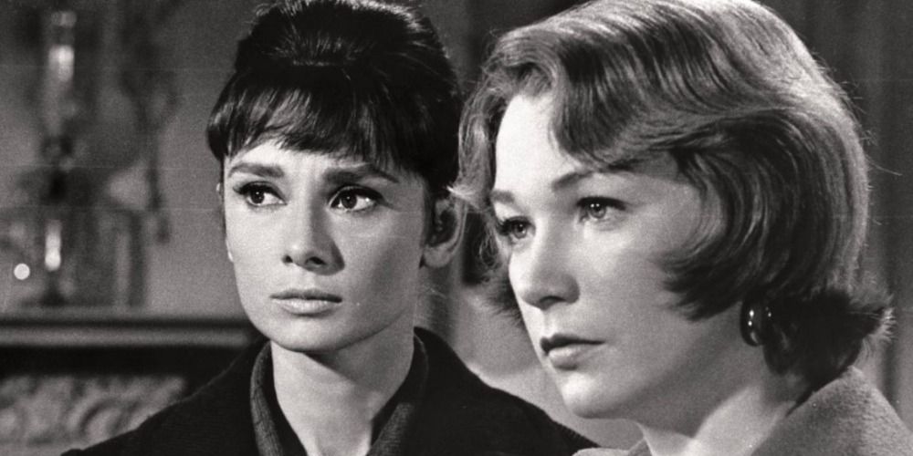 Audrey Hepburn and Shirley MacLaine looking to the left in The Children&rsquo;s Hour