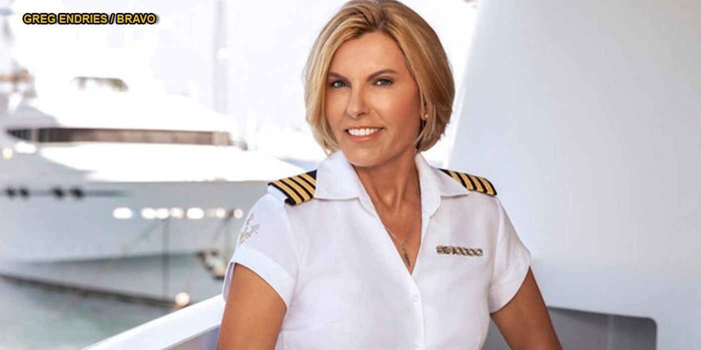 Captain Sandy Yawn in a promo photo for Below Deck Med wearing uniform
