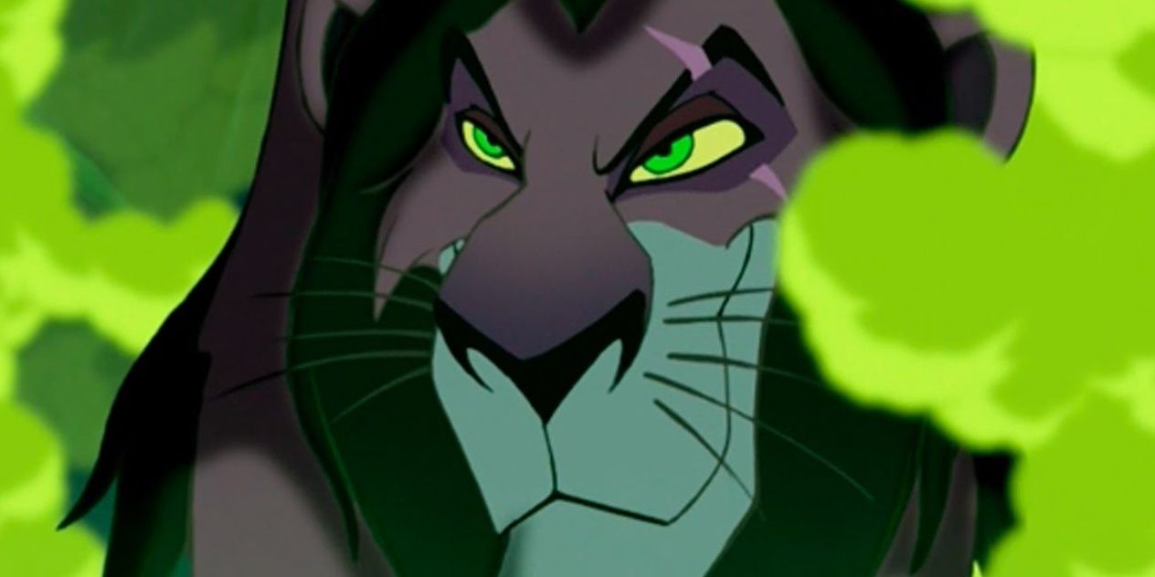 Scar being doused in green smoke in The Lion King