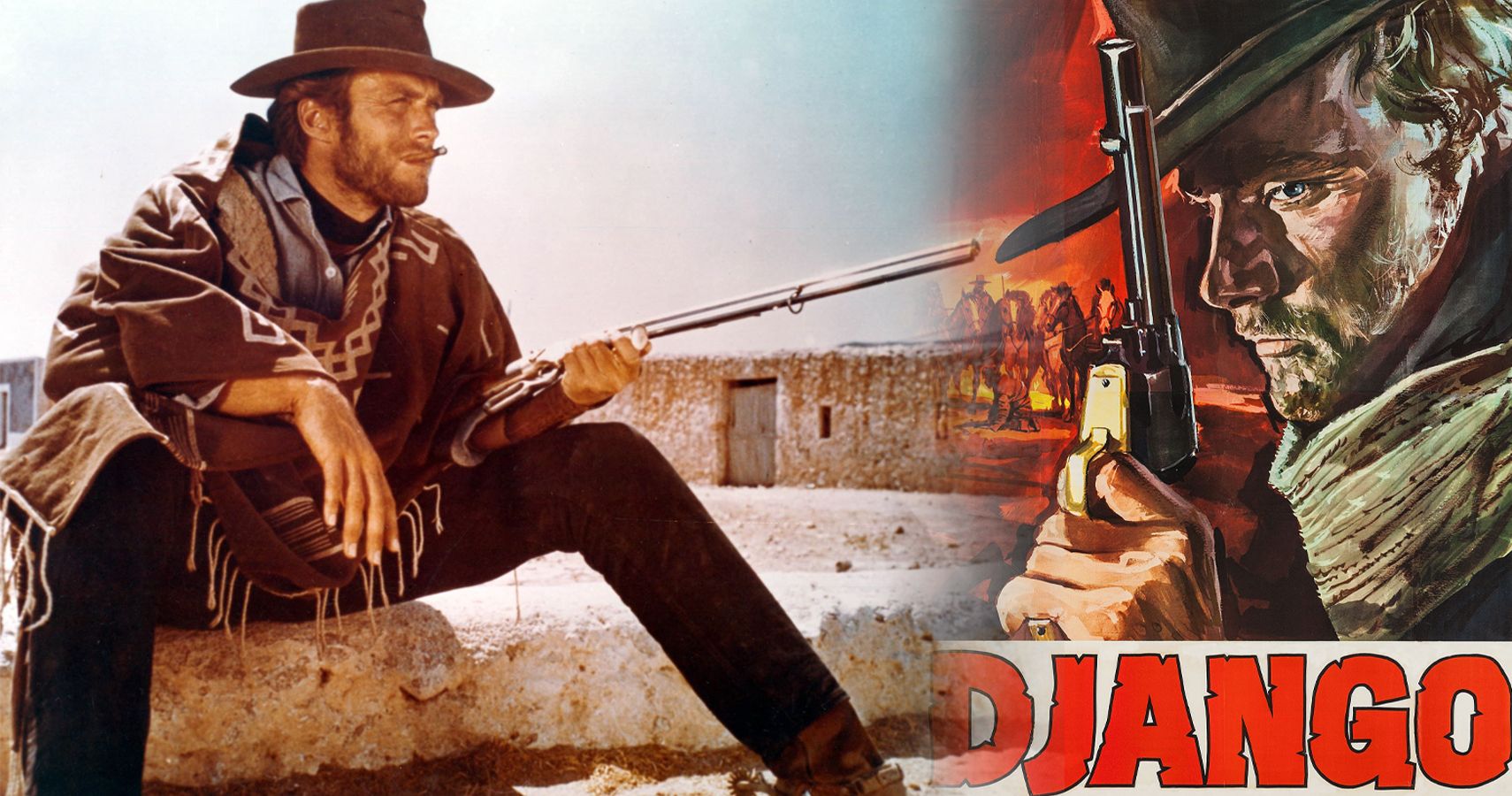 Custom image of Clint Eastwood and a poster for Django