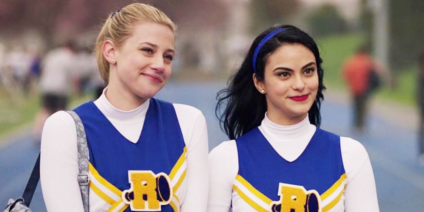 Betty and Veronica in cheer uniforms in Riverdale.