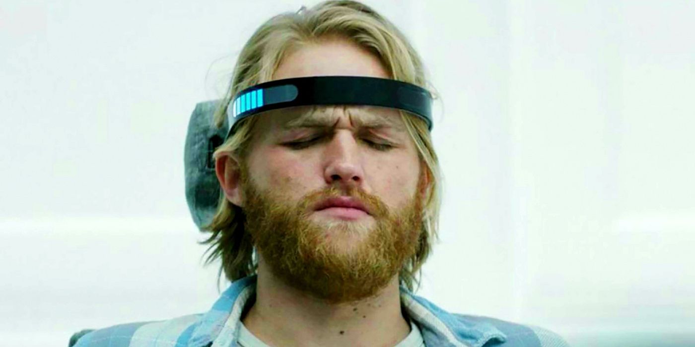 Cooper headshot in Black Mirror with his eyes closed.