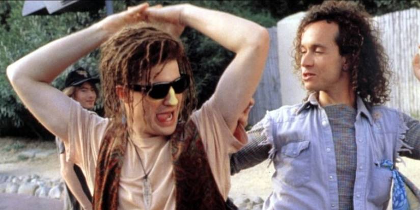 Brendan Fraser and Pauly Shore dancing in Encino Man