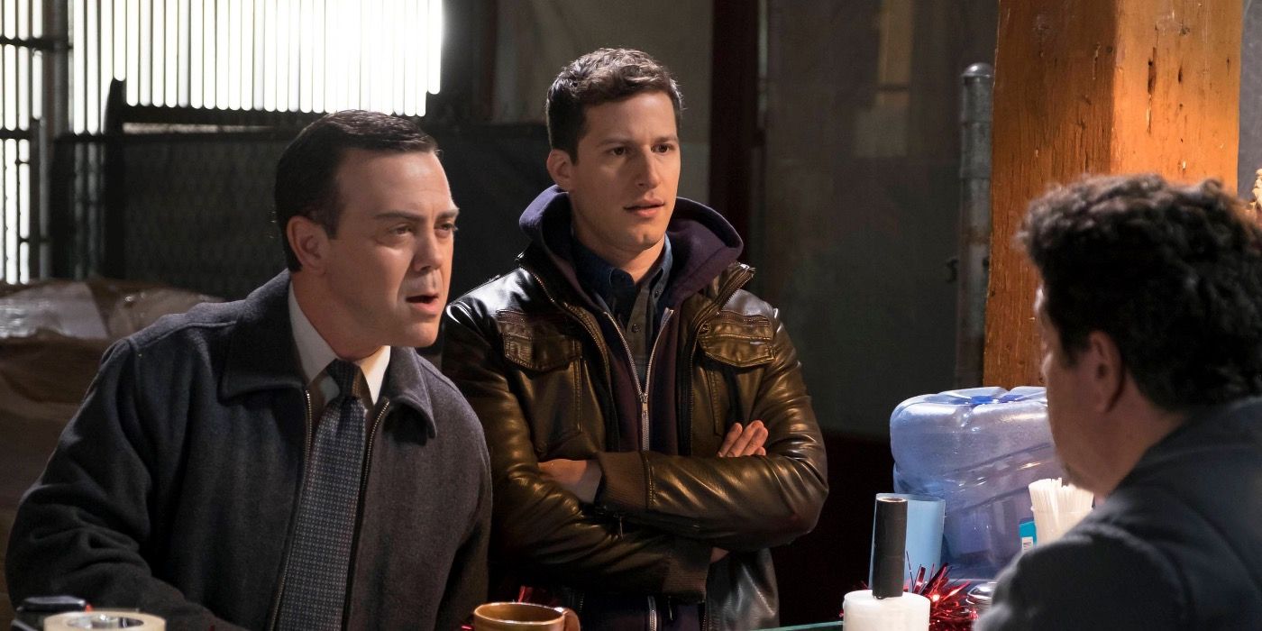Jake, Charles, and Captain Latvia in Brooklyn Nine-Nine