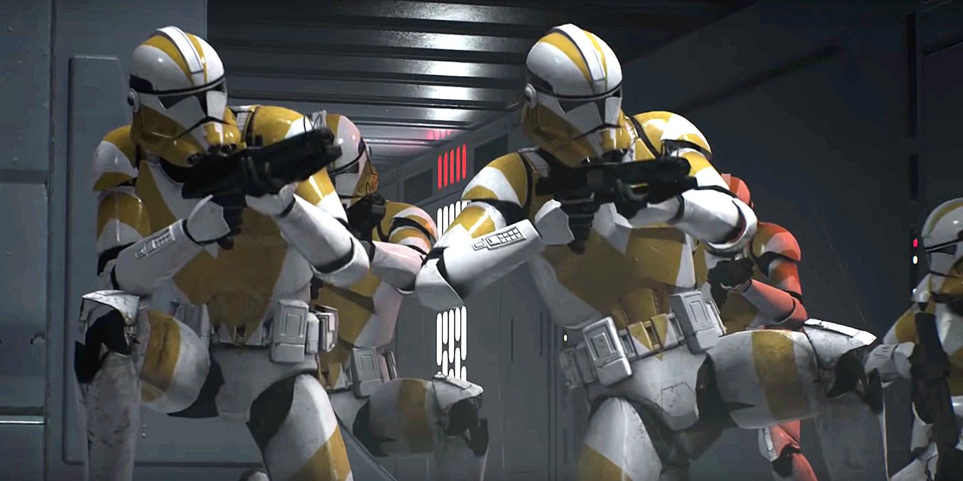 The 13th Battalion engaged in a fight on board a ship in Star Wars: Jedi Fallen Order