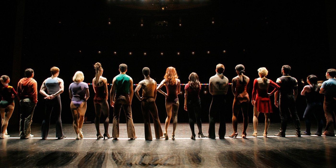 Chorus line on stage in Every Little Step