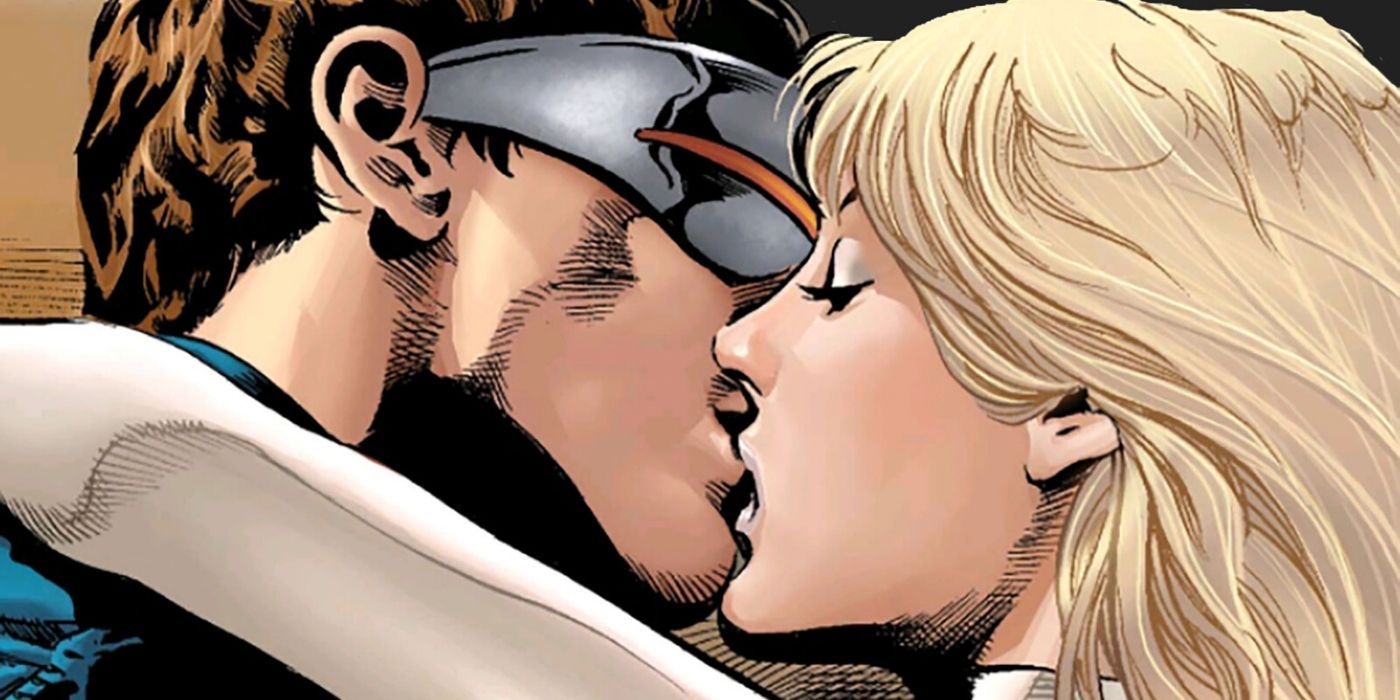 Cyclops and Emma Frost kiss