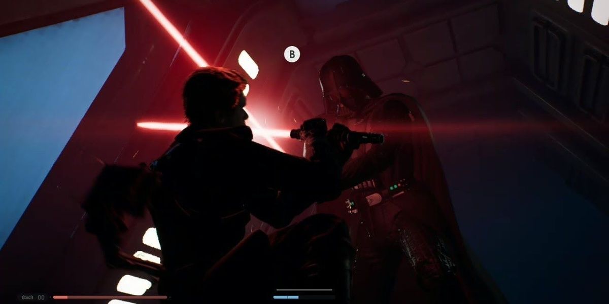 Cal Kestis battles with Darth Vader whle trying to escape in Jedi Fallen Order