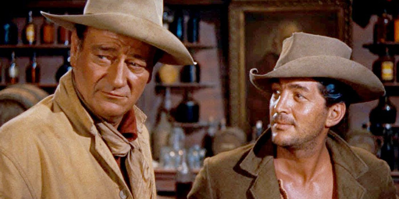 Dean Martin vestido de cowboy em Rio Bravo