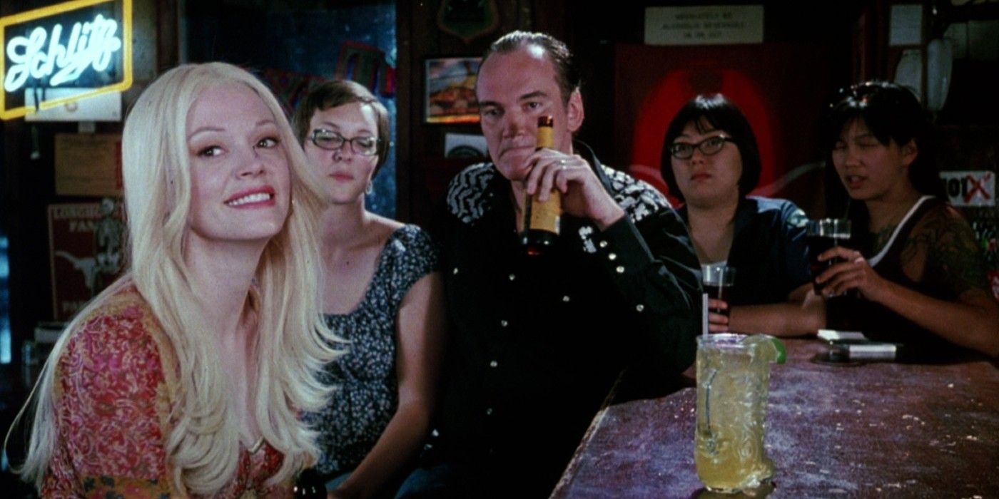 Warren the bartender sitting at the bar in Death Proof