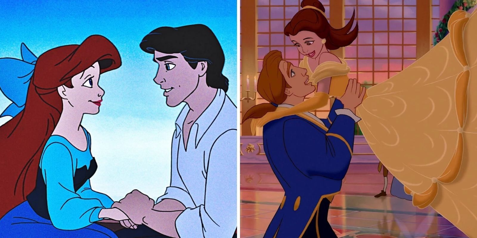 Disney Couples Ariel and Eric The Little Mermaid vs Belle and Adam Beauty and the Beast