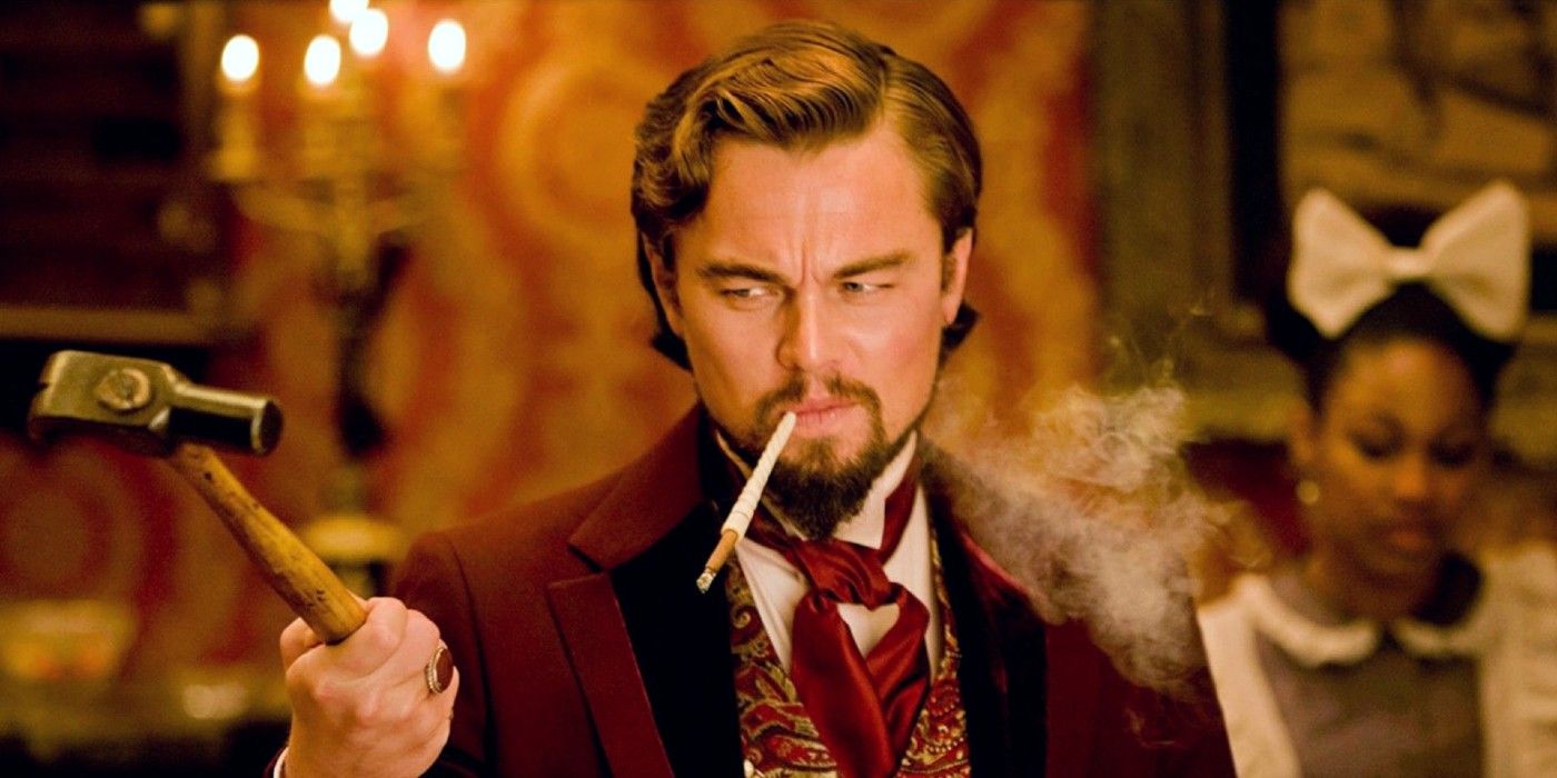 Calvin Candie holds up a hammer in Django Unchained